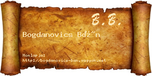 Bogdanovics Bán névjegykártya